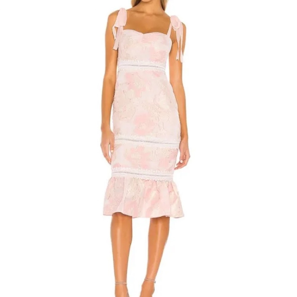 Revolve NBD Pink Ruffle Midi Dress NWT